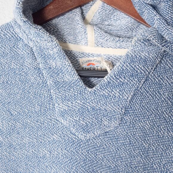 Faherty Hooded Sweater Blue Heather Cotton Size S Coastal Casual - Picture 3 of 8
